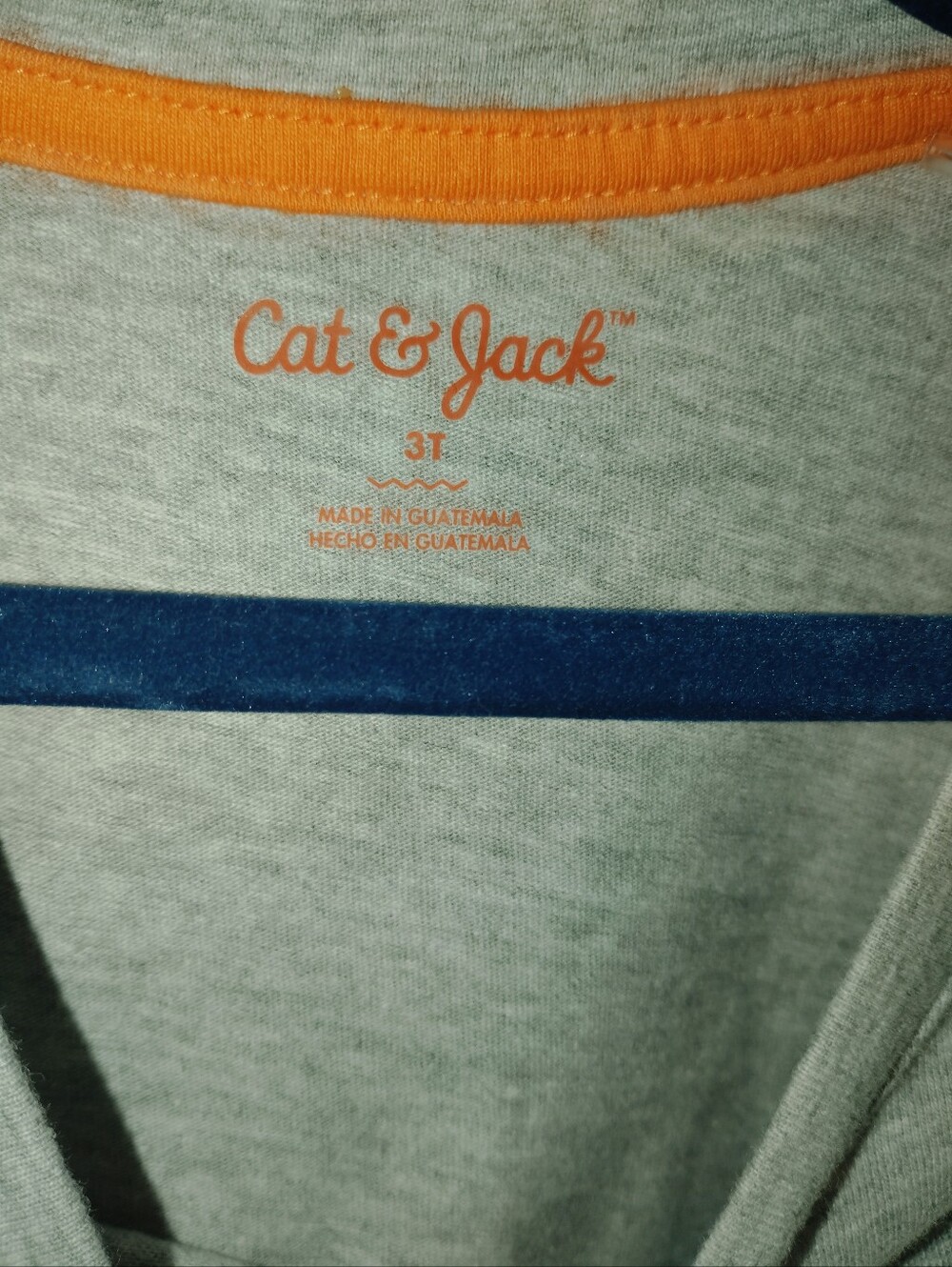 Nwt 3t Cat & Jack Light Gray Tee with Orange Cat Accent - Picture 3 of 5